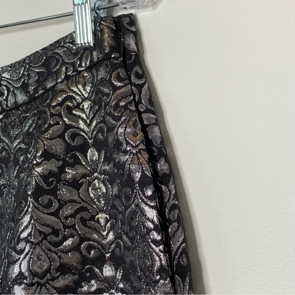Talbots Petite Silver Metallic Brocade Skirt